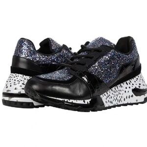 Steve Madden Black and Purple Boomer Glitter Sneakers size 7.5